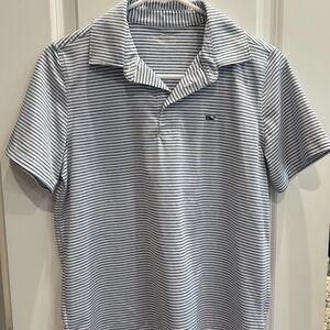 Vineyard Vines Navy and White Striped Polo